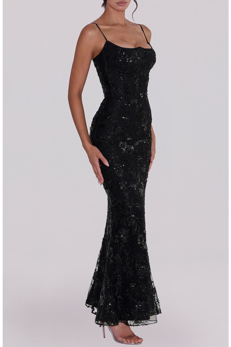 Naima Beaded Gown, Alternate, color, BLACK