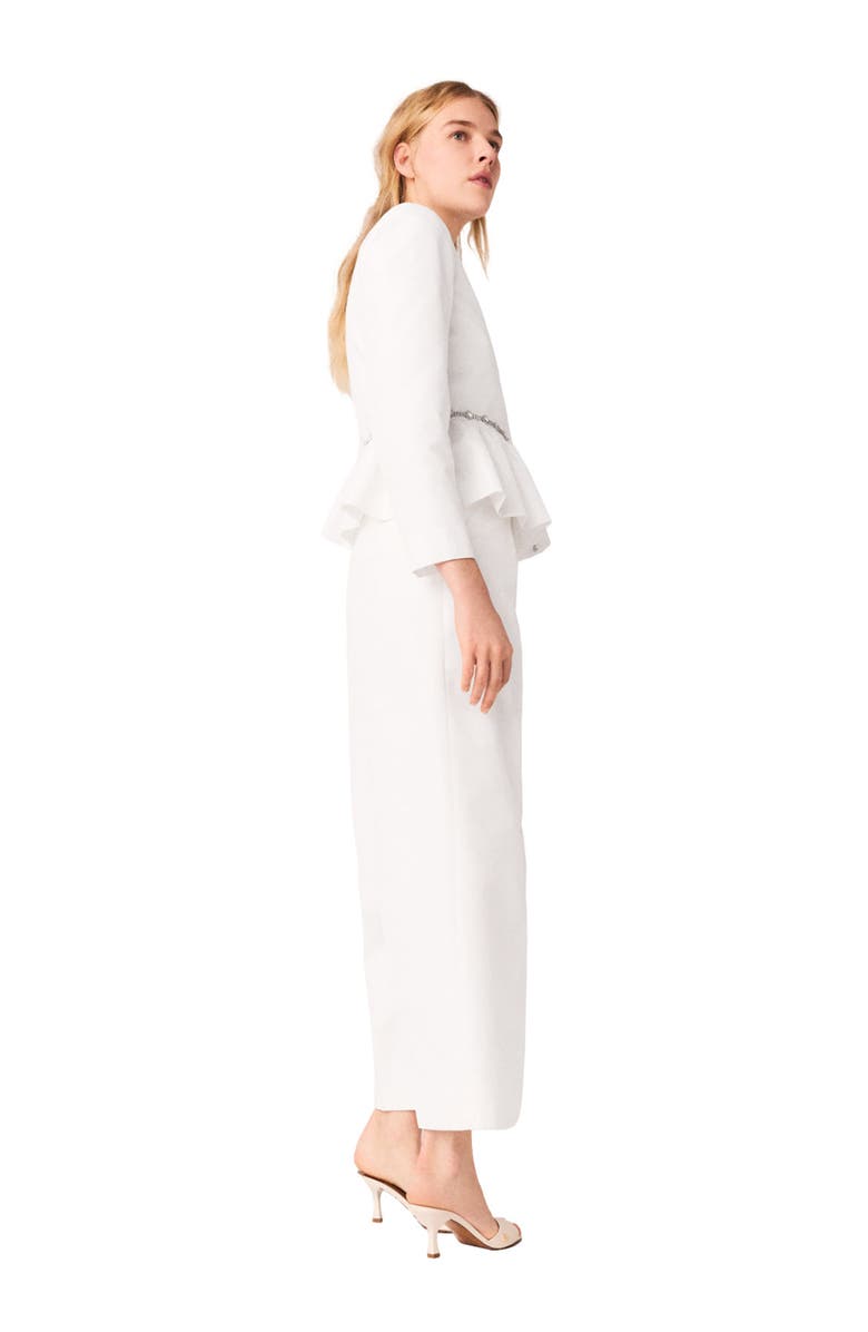 maje Cropped jacket with jewelled belt, Alternate, color, White