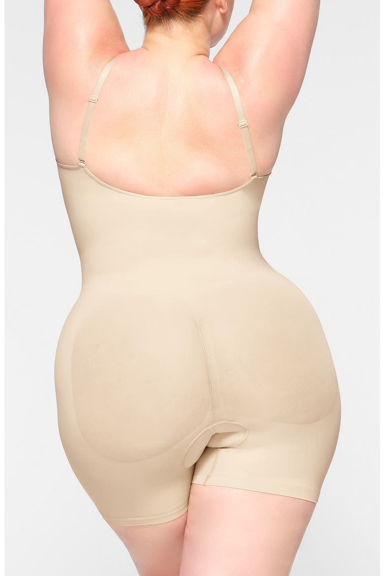 Seamless Sculpt Mid Thigh Bodysuit, Alternate, color, SAND