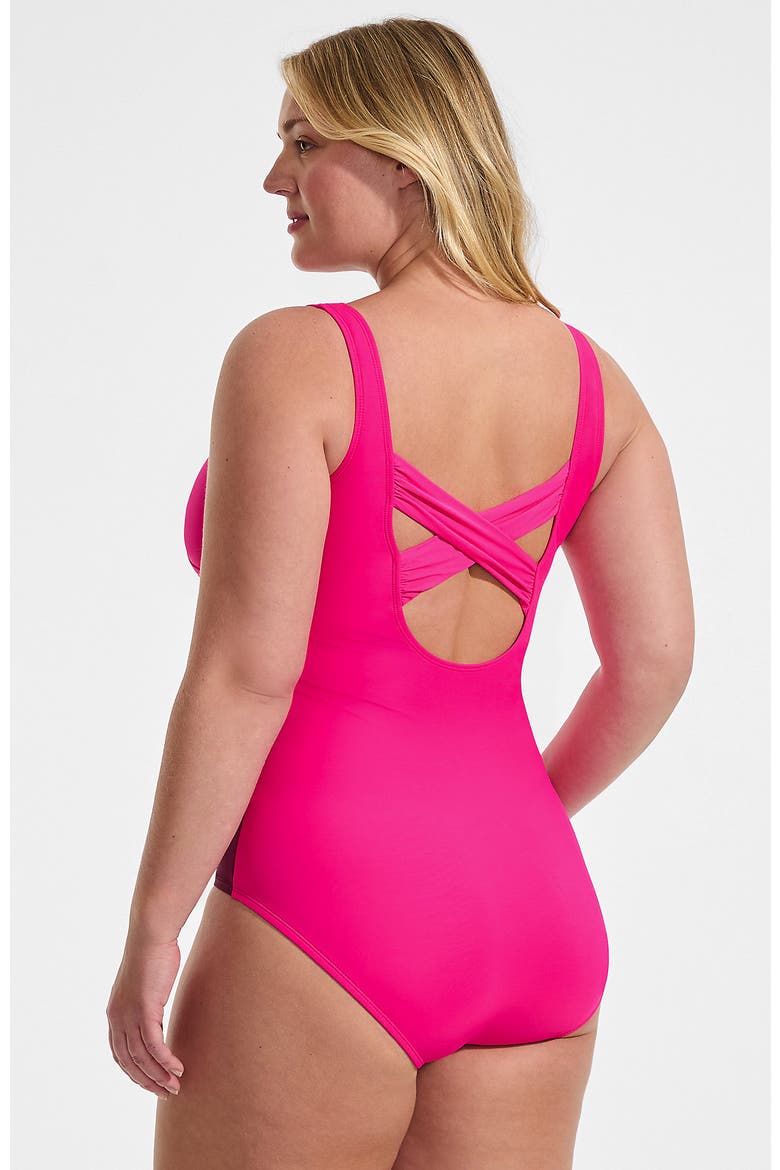 D-Cup Slender Carmela Tummy Control Chlorine Resistant Scoop Neck One Piece Swimsuit, Alternate, color, Riviera Rose Ombre
