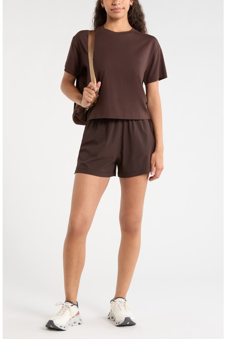 Atlas High Waist Daily Shorts, Alternate, color, BROWN MOLE