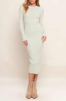 Long Sleeve Rib Knit Midi Dress
