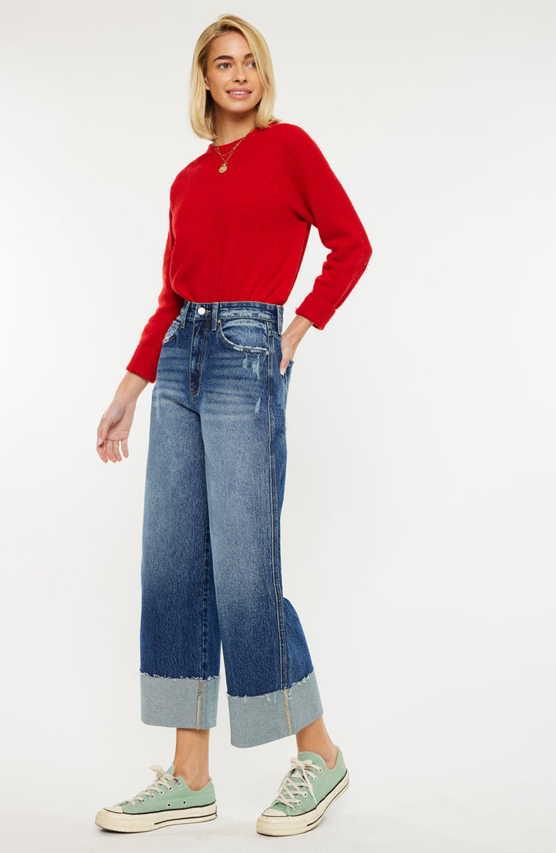KanCan Lynn 90's Cropped Wide Leg Jeans, Alternate, color, Medium Wash