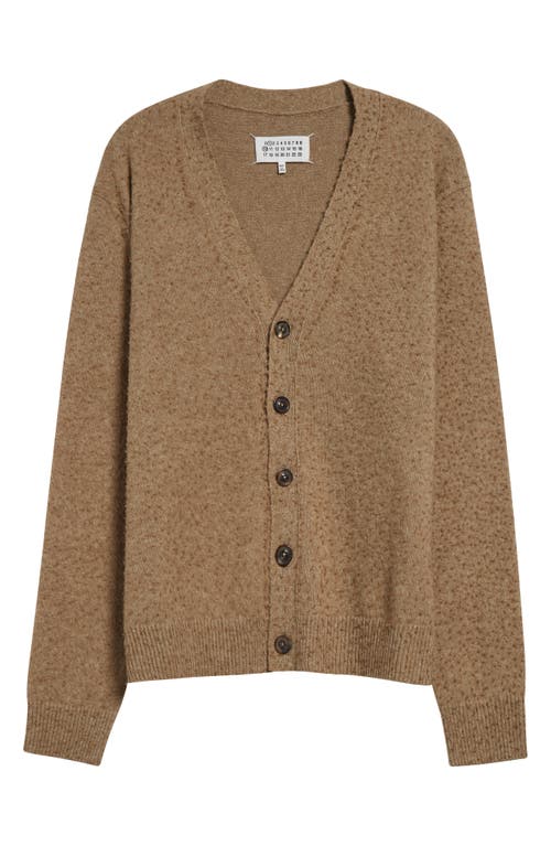Maison Margiela Melange Cappuccino Wool Blend Cardigan In Walnut