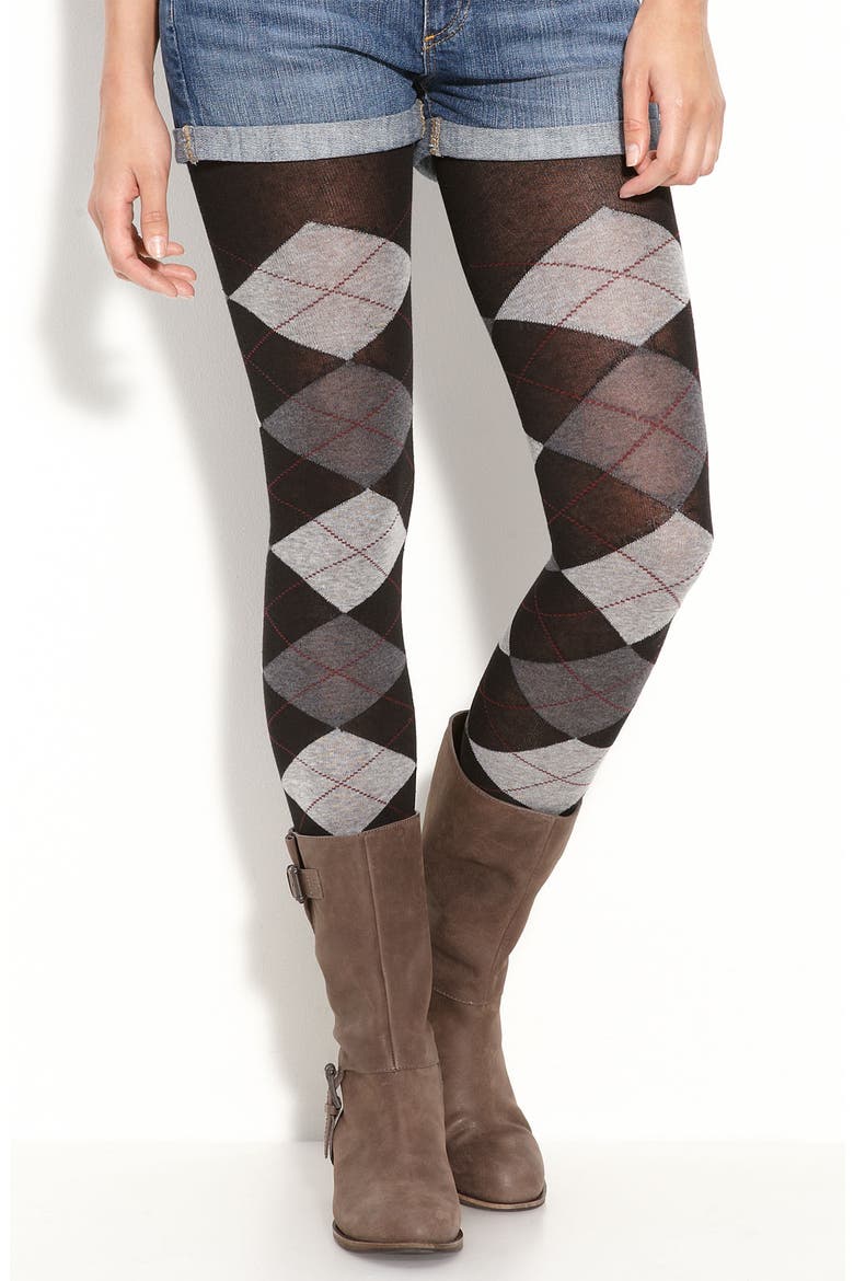 Argyle Sweater Tights, Main, color, BLACK