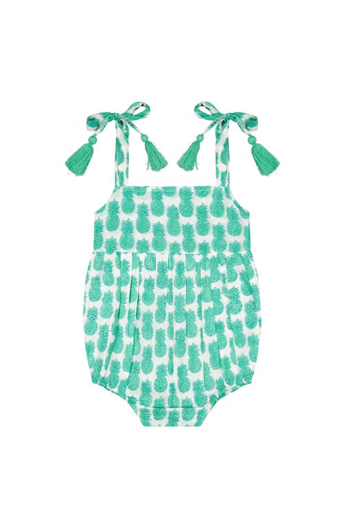 Mer St. Barth Zoe Baby Romper Pineapple Crush Lagoon In Green