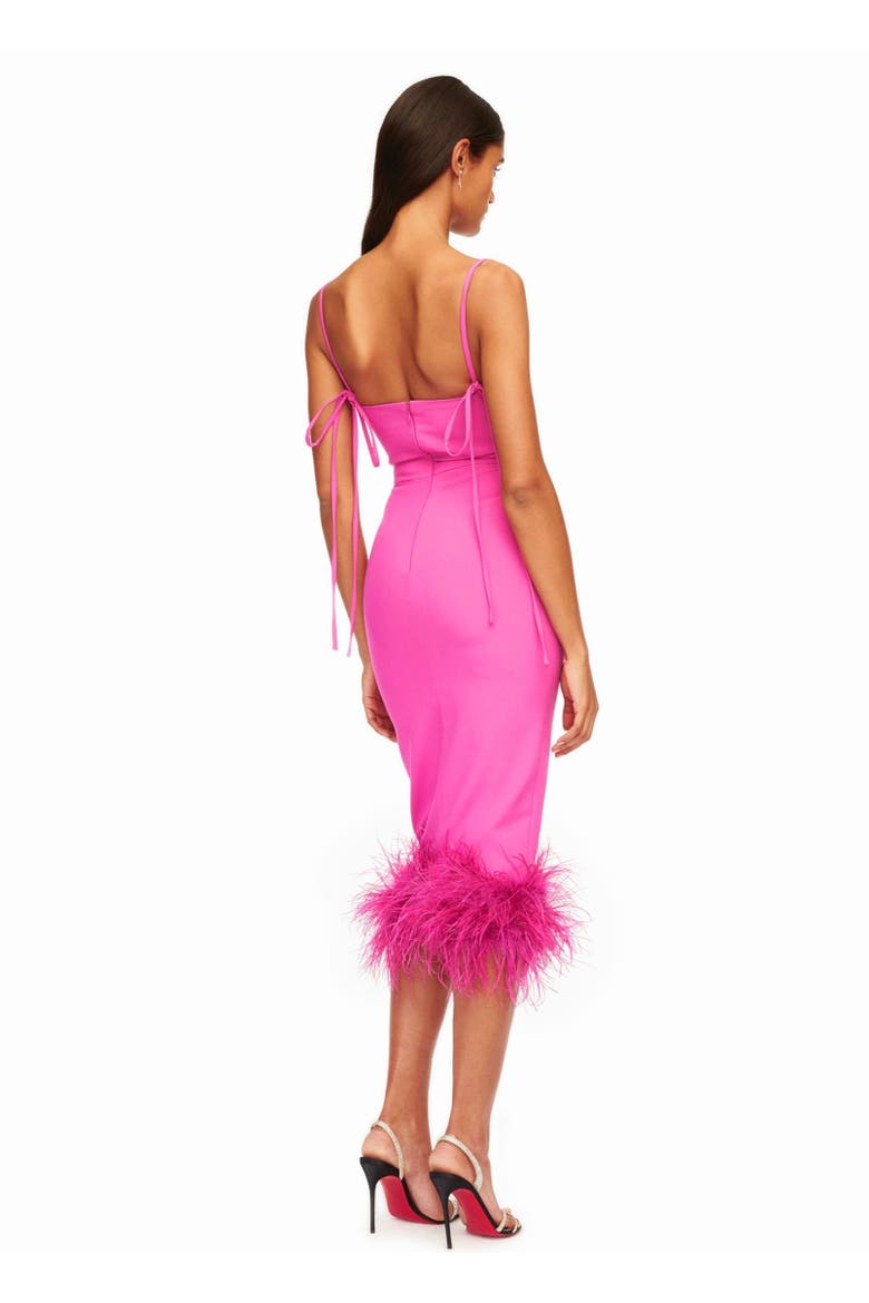 Fiona Feather Trim Bottom Maxi Dress, Alternate, color, Fuchsia