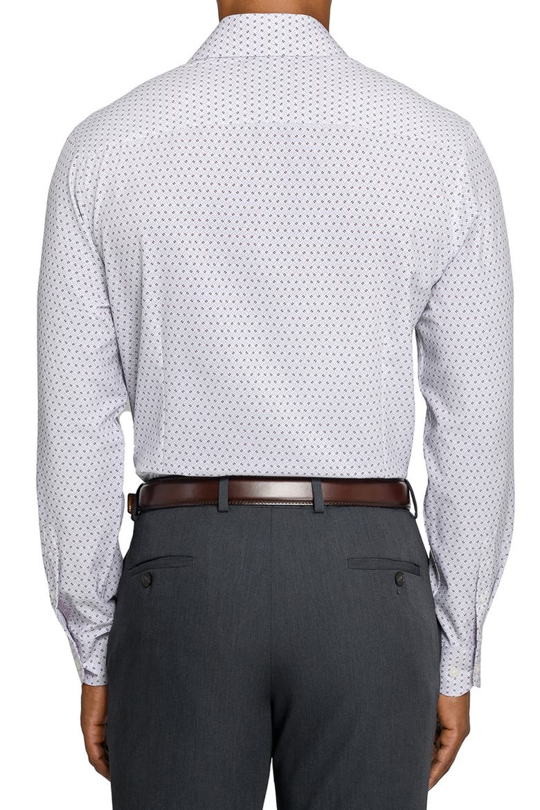 Slim Fit Duo Geo Print Performance Dress Shirt, Alternate, color, WHITE/ BLACK/ RED