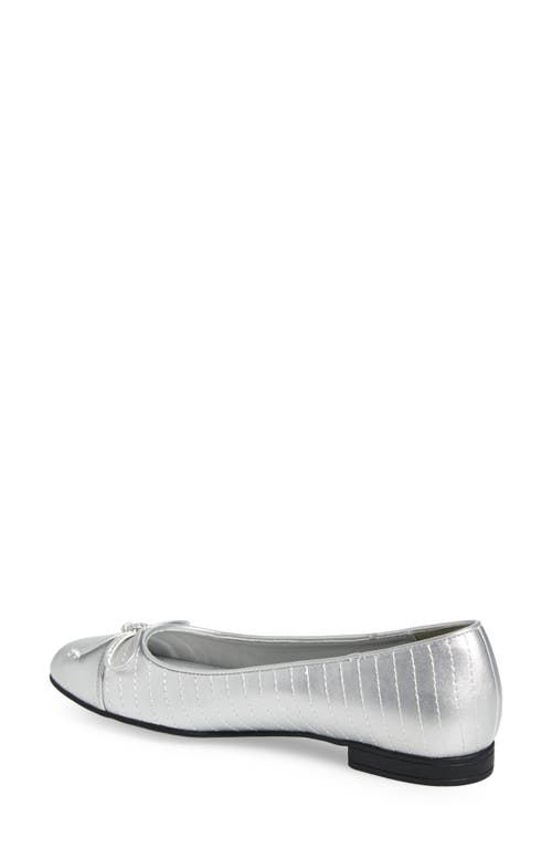 T Tahari Villa Quilted Ballet Flat In Silver