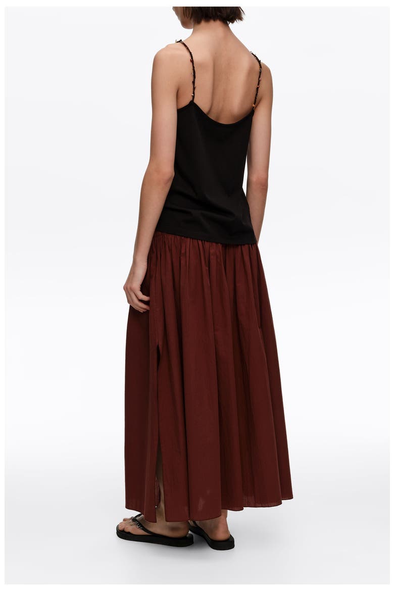 Flared Cotton Midi Skirt, Alternate, color, BROWN