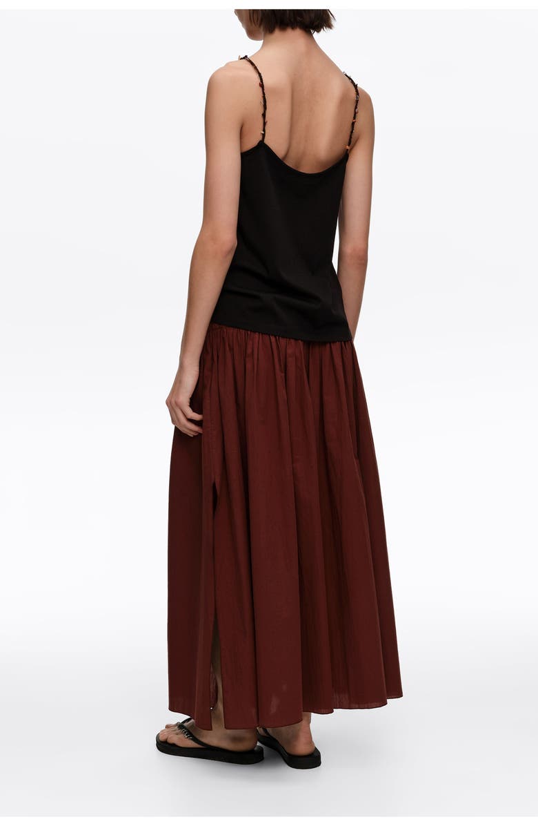Bimba y Lola Flared Cotton Midi Skirt, Alternate, color, Brown