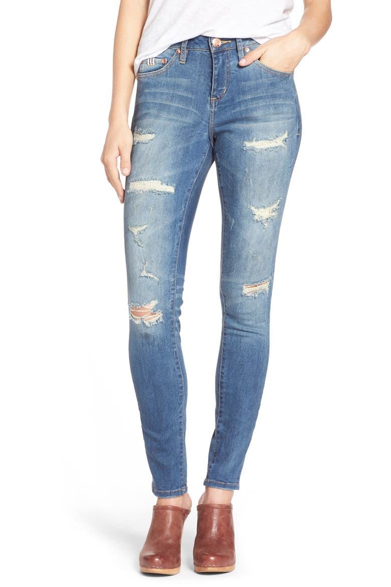 Jeans Sheridan Distressed Skinny Jeans, Main, color, BLUE CARBON