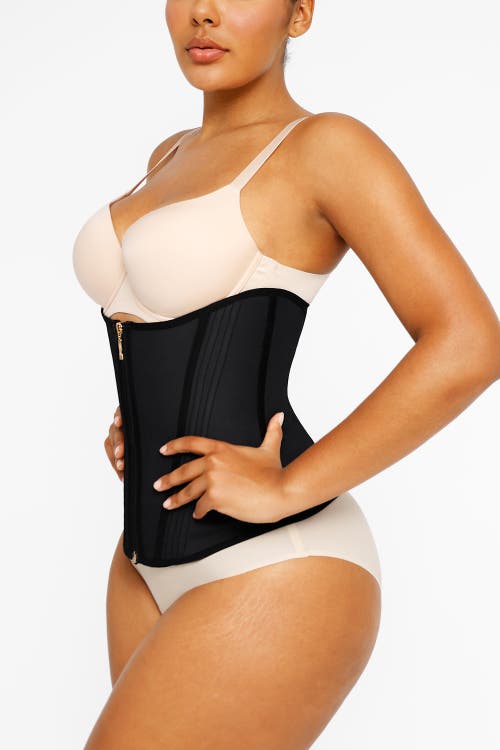 Shapellx Core Control Latex Waist Trainer In Jet Black