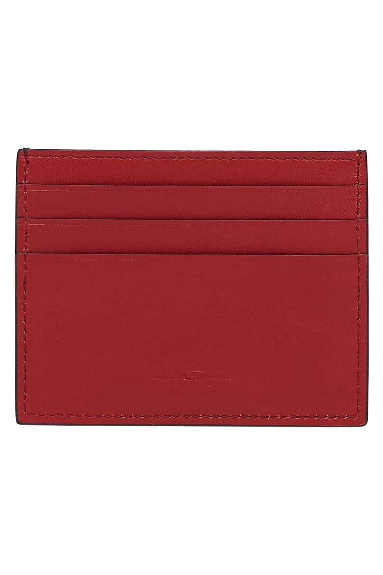 Revival Gancini Leather Card Case, Alternate, color, NERO RED FERRAGAMO