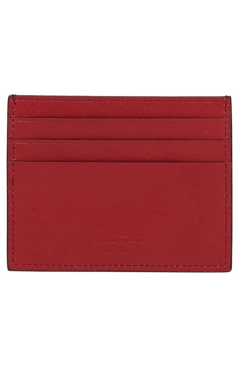 FERRAGAMO Revival Gancini Leather Card Case, Alternate, color, Nero Red Ferragamo