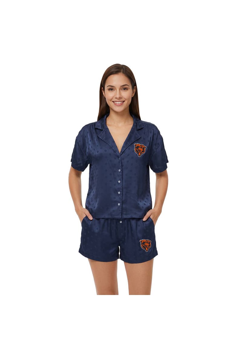 Women's Concepts Sport  Navy Chicago Bears Wink Dot Satin Jacquard Sleep Set, Main, color, Navy