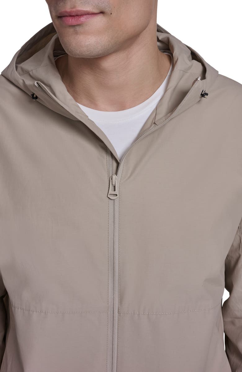 Cole Haan Signature Water Resistant Packable Hooded Cotton Blend Running Jacket, Alternate, color, Khaki