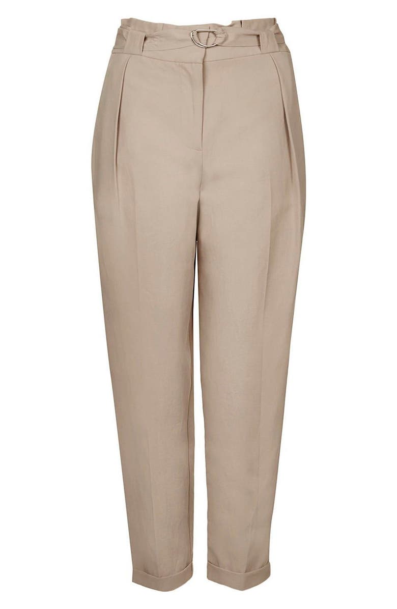 Topshop Paperbag Peg Trousers, Alternate, color, 