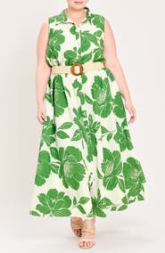 FLYING TOMATO Printed Belted Shirtdress