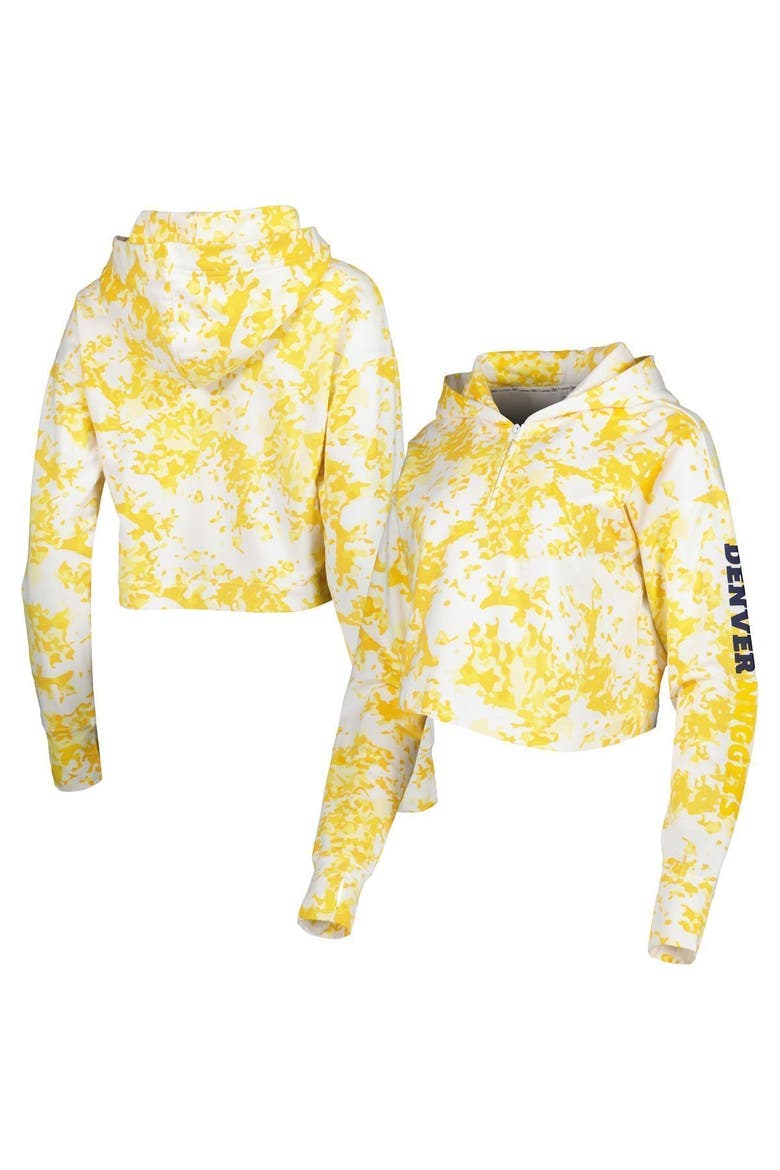 Women's Lusso Gold/White Denver Nuggets Maia Tri-Blend Cropped Quarter-Zip Top, Alternate, color, Gold