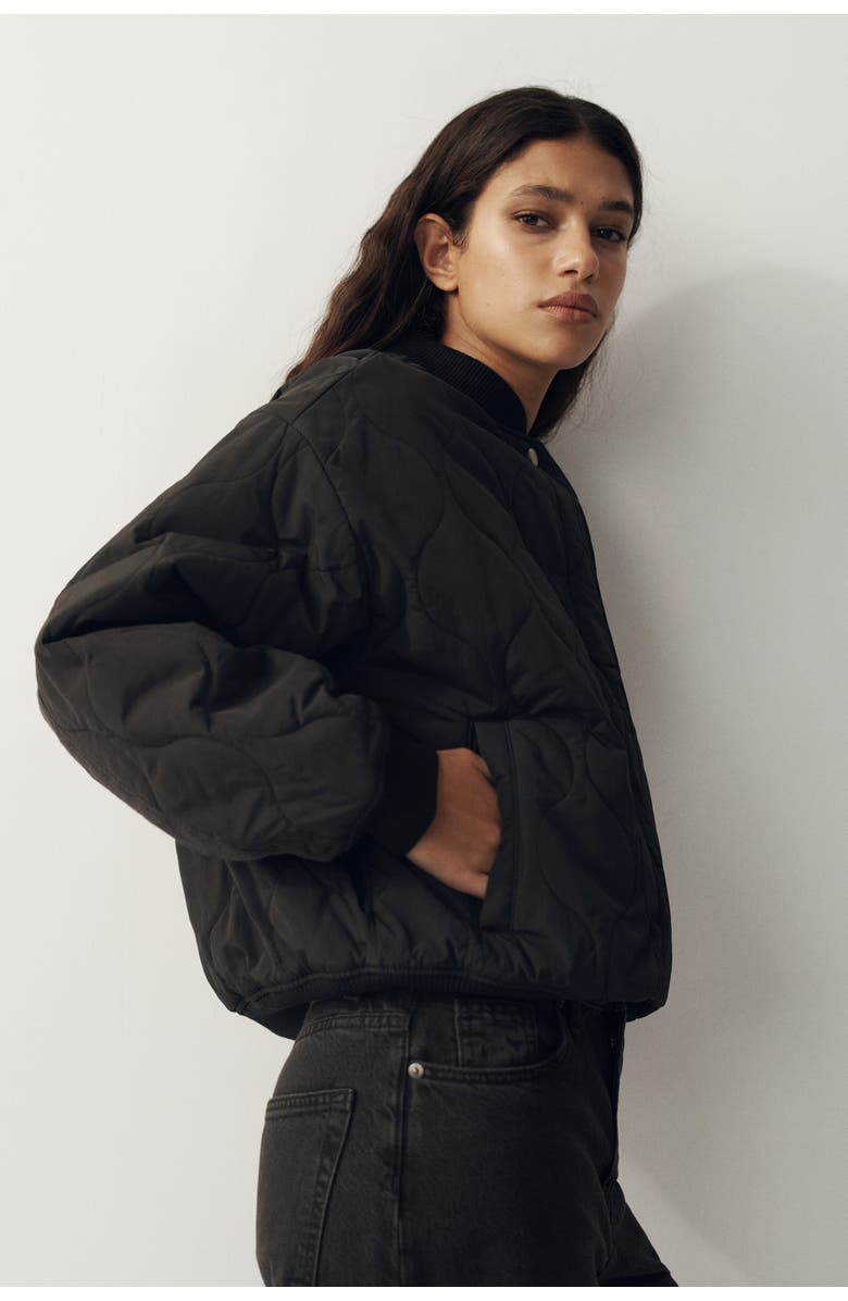H&M Quilted Bomber Jacket, Alternate, color, 