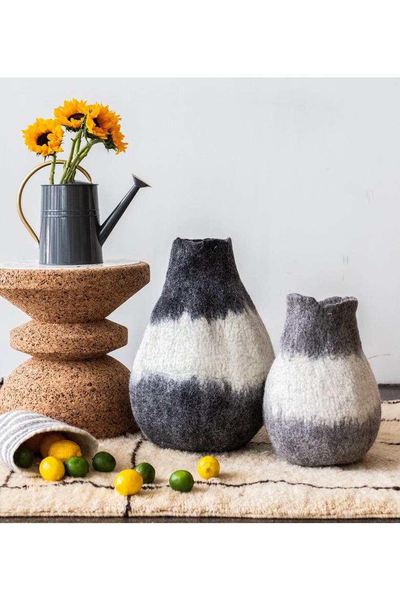Eclipse Charcoal and Ivory Wool Gourd Basket - Set of 2, Alternate, color, Ivory