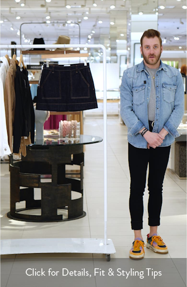 Hughes Patch Pocket Denim Miniskirt, sales video thumbnail