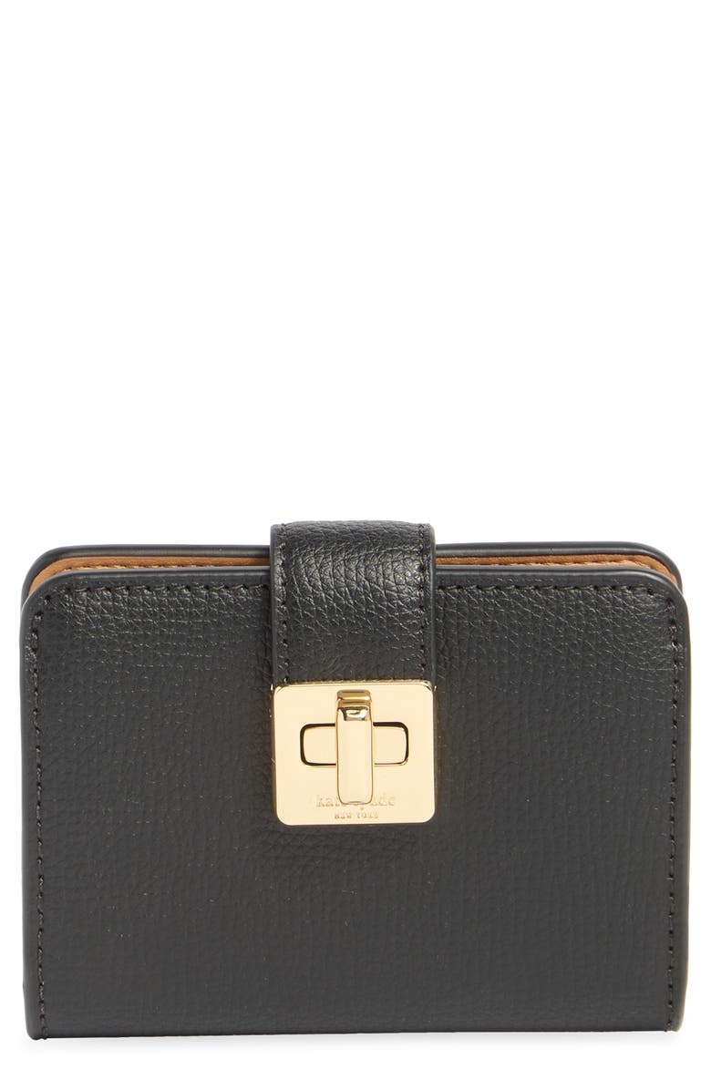 Kate Spade New York phoebe refined leather card case, Main, color, Black