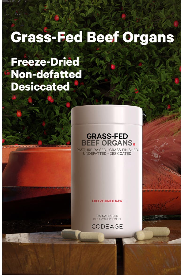 Grass-Fed Beef Organs Glandulars Supplement, Alternate, color, White