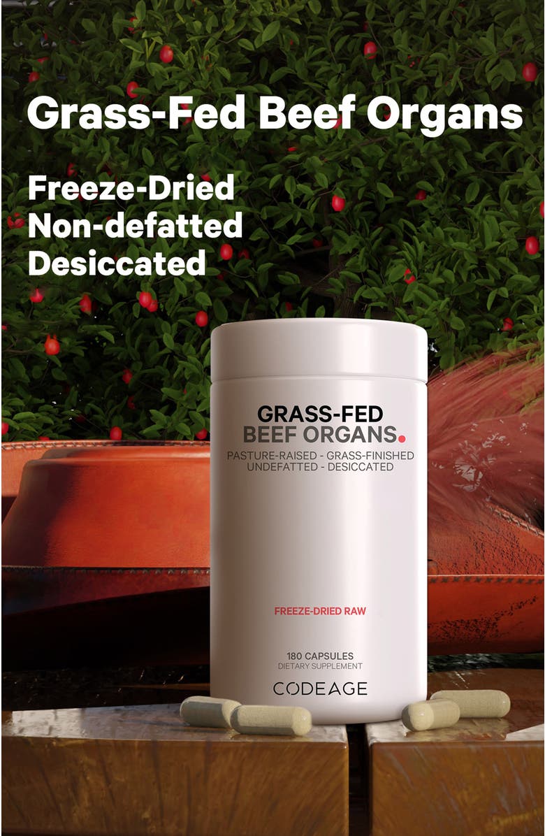 Codeage Grass-Fed Beef Organs Glandulars Supplement, Alternate, color, White