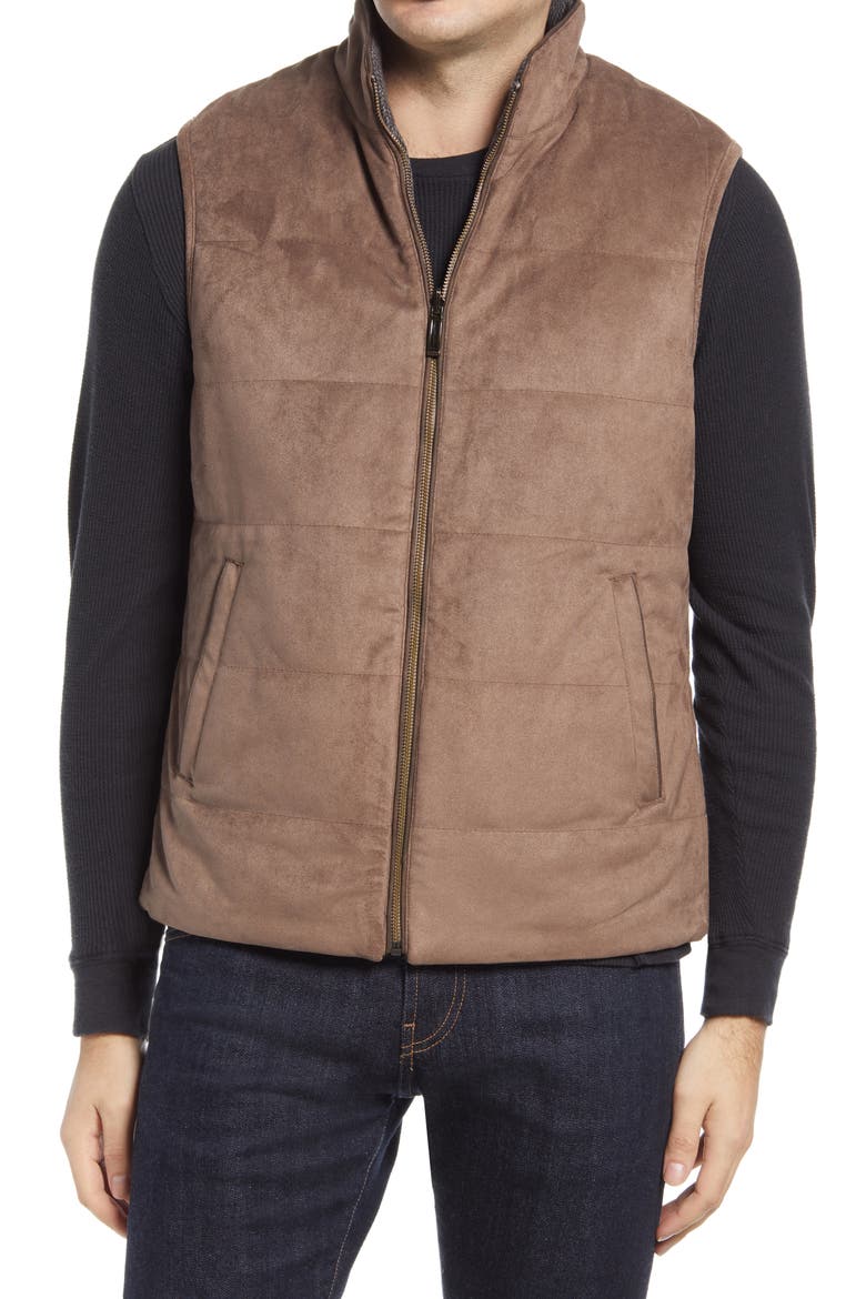 Reversible Quilted Vest, Alternate, color, TAUPE/ BRN