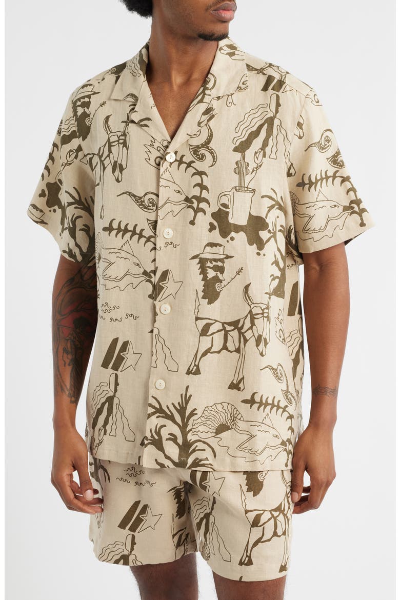 Poplan Linen Camp Shirt, Main, color, BEIGE
