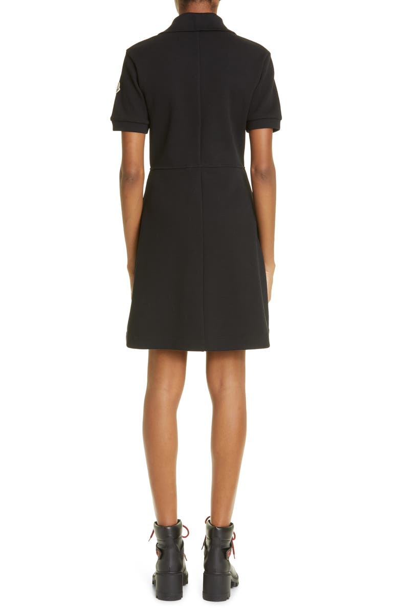 Moncler Zip Front Cotton Blend Piqué Dress, Alternate, color, 