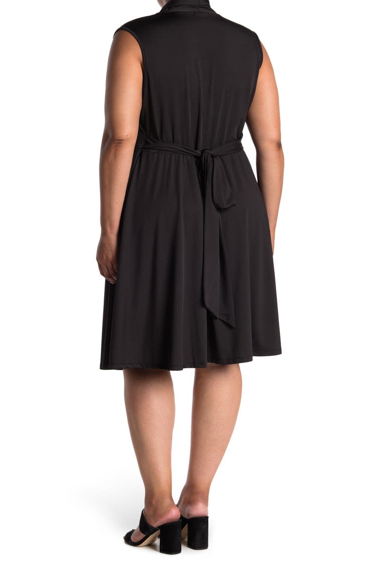Prescott Fit & Flare Belted Knee Length Dress, Alternate, color, BLACK