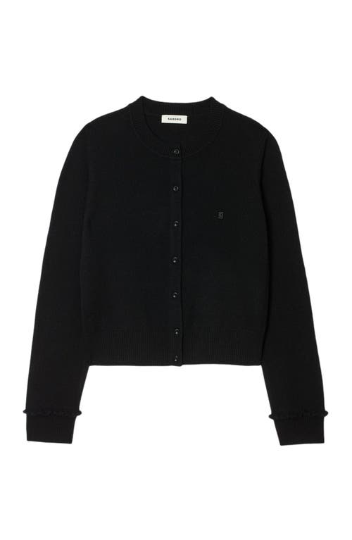Sandro Emile Ruffled Cardigan In Black