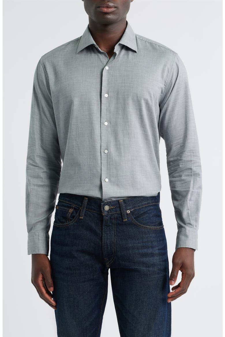 Highlands Soft Twill Button-Up Shirt, Main, color, GALE GREY