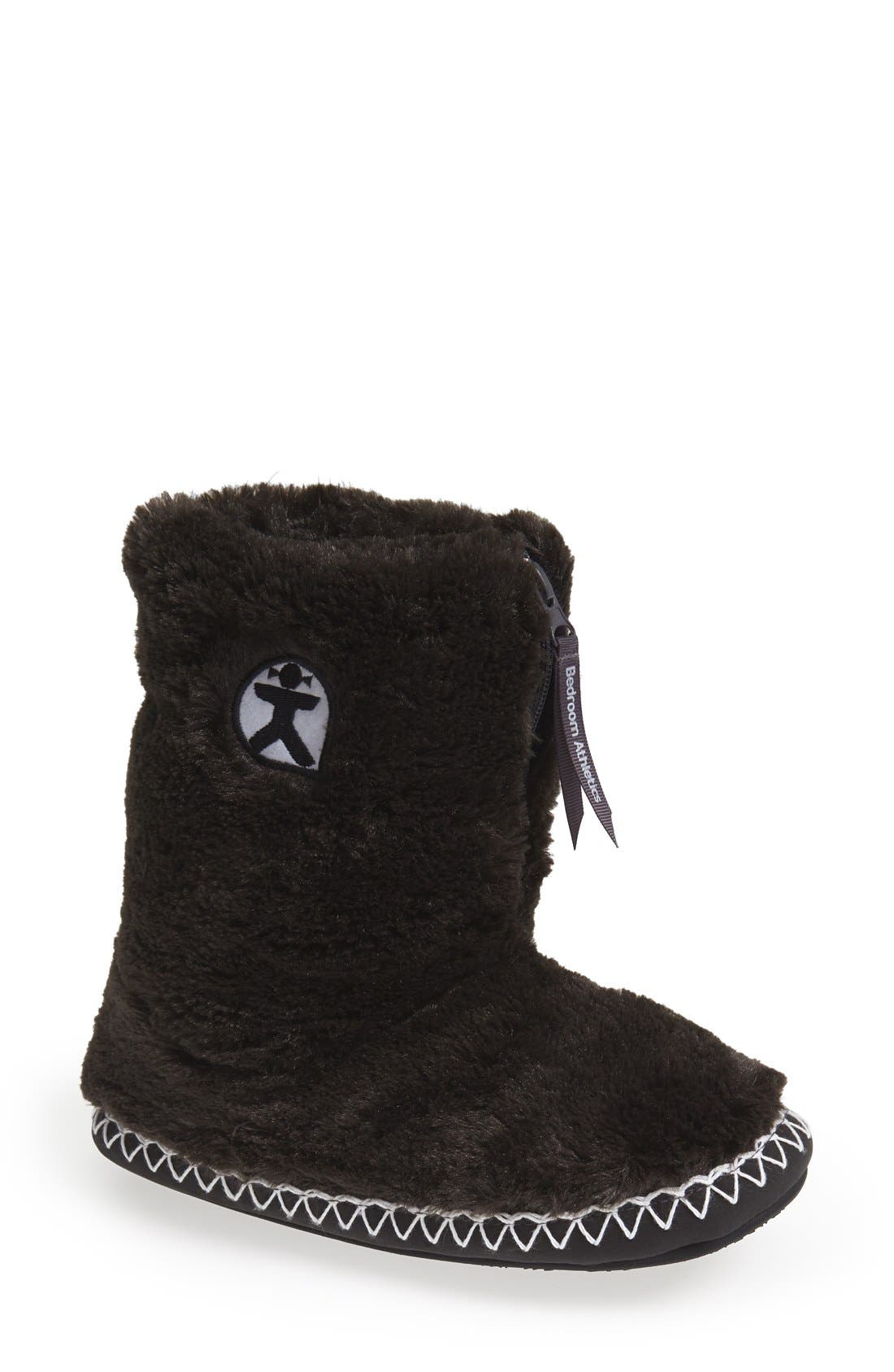 'Marilyn' Faux Fur Slipper Boot, Main, color, CHARCOAL