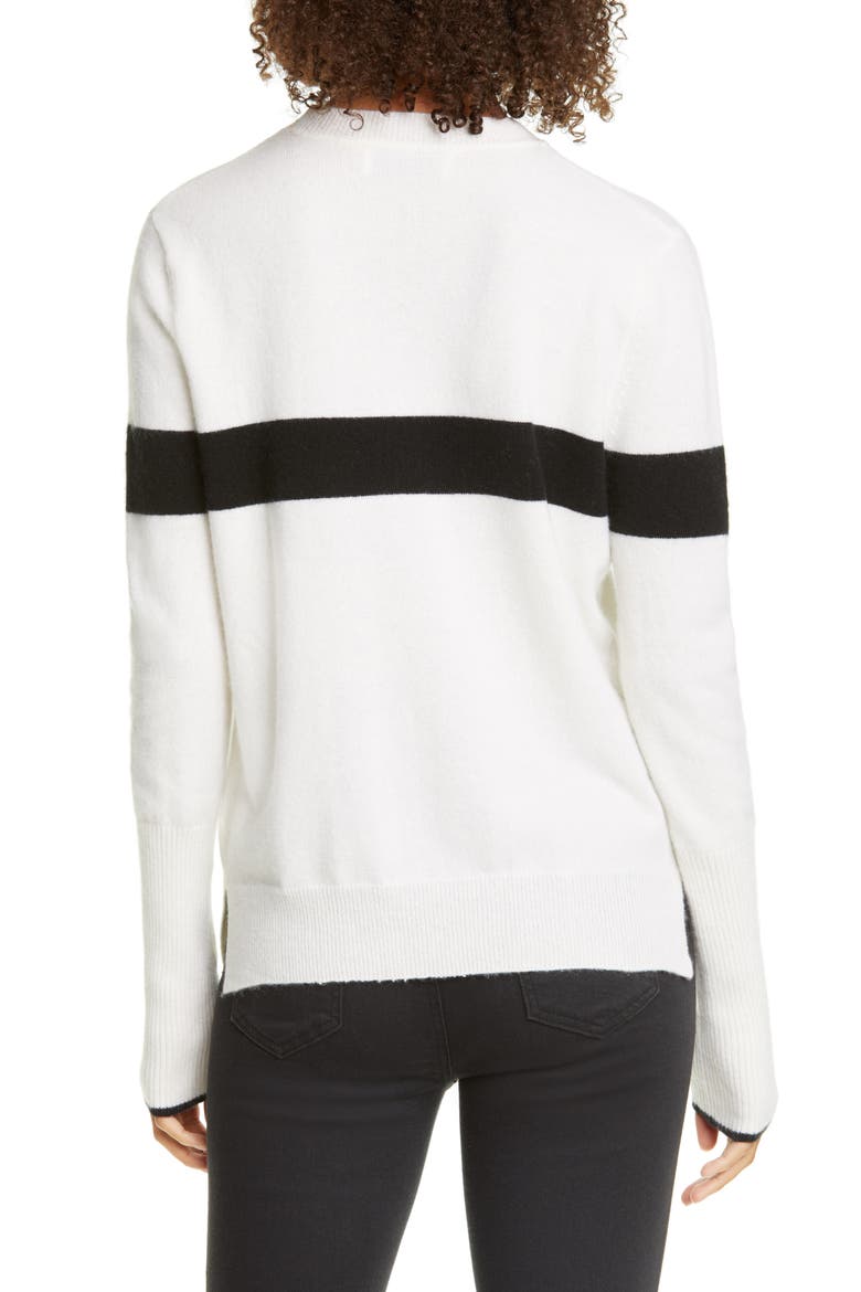 Bold Stripe Cashmere Sweater, Alternate, color, CREAM/ BLACK