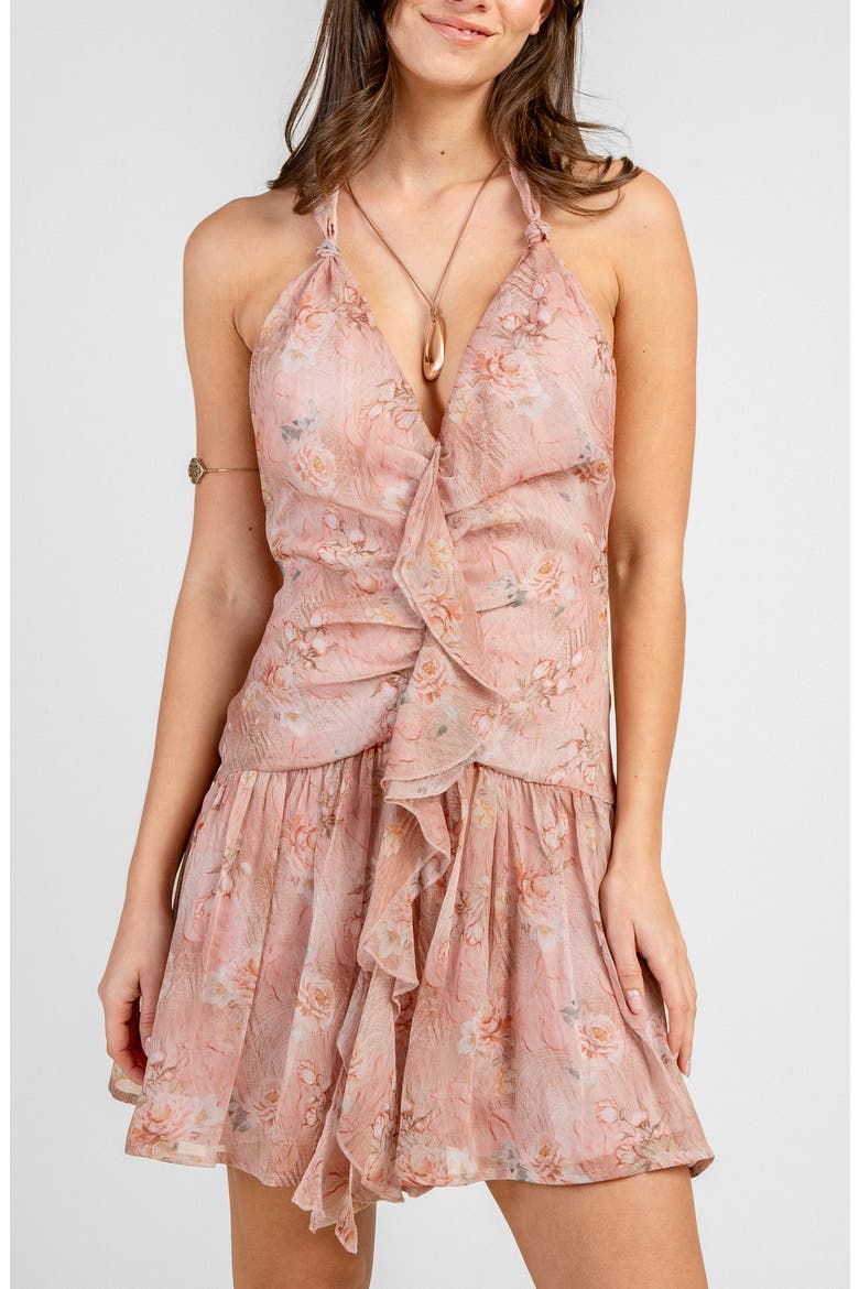 Halter Neck Mini Dress, Alternate, color, DUSTY ROSE