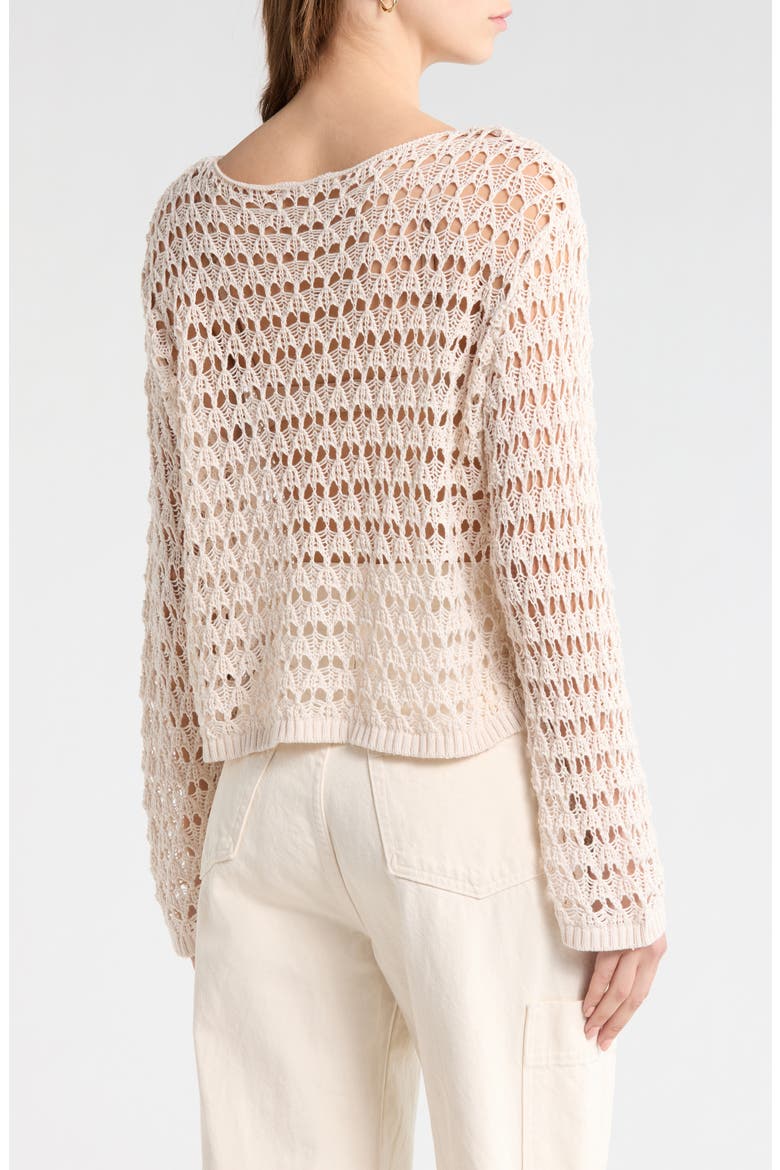 Willa Cotton Blend Open Stitch Sweater, Alternate, color, IVORY