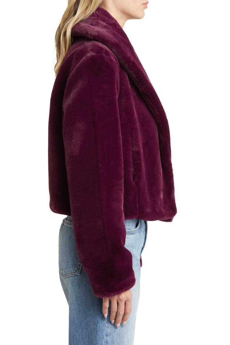 Shawl Collar Faux Fur Jacket, Alternate, color, DRY MARTINI