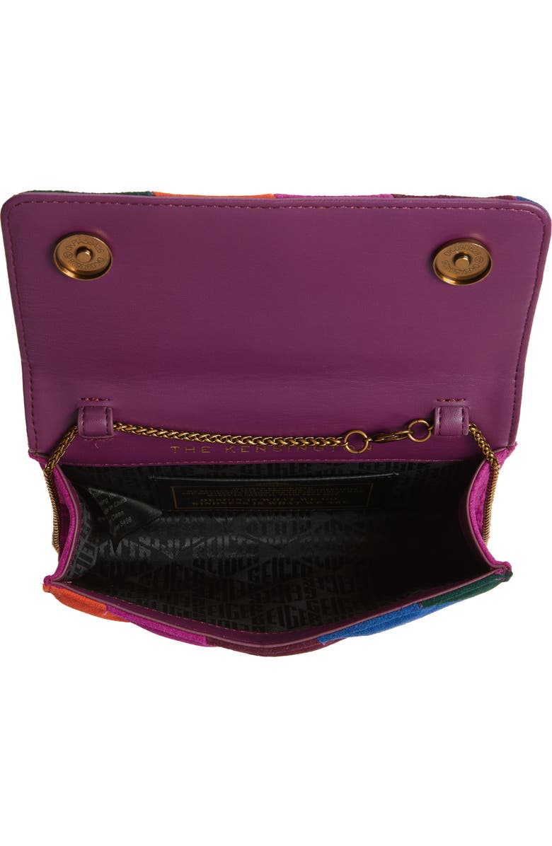 Kurt Geiger London Extra Mini Soho Quilted Colorblock Suede Clutch, Alternate, color, Purple Multi