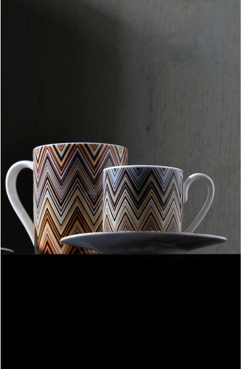Missoni Home Tableware Coffee Cup & Saucer ZIG ZAG Set of 2 in Luxury Box Jarris 148 diam. 2.3", H 2.5", Cap. 4 oz, Saucer diam. 4.75", Alternate, color, Multicolor
