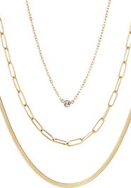 Adornia Set of 3 18K Gold Plated Necklaces