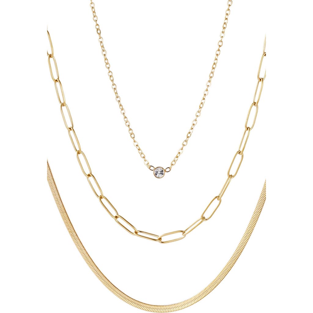Adornia Set Of 3 18k Gold Plated Necklaces In Gold