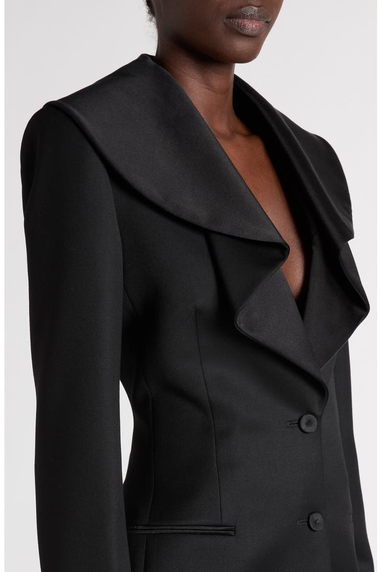 Ruffle Neck Wool Jacket, Alternate, color, BLACK