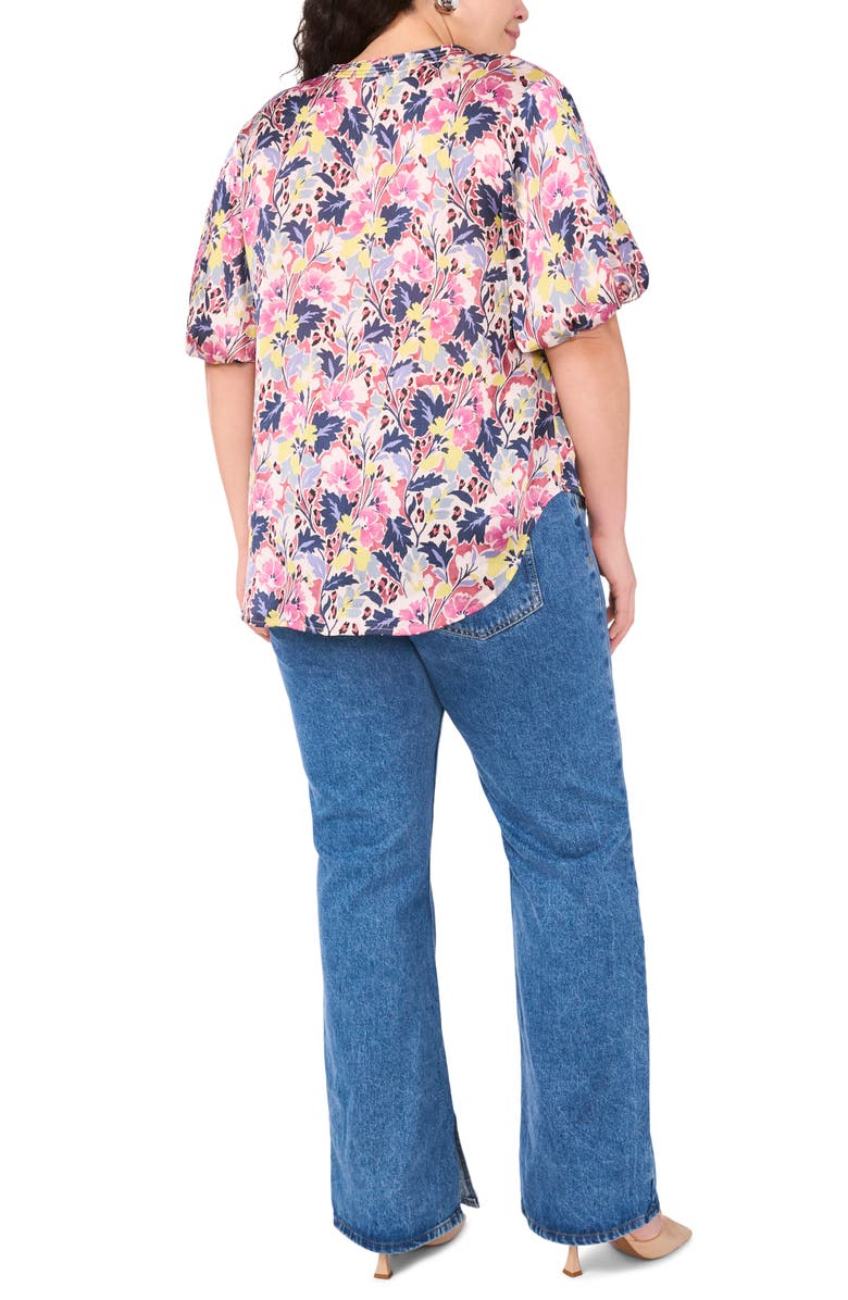 Vince Camuto Floral Print Puff Sleeve Top, Alternate, color,