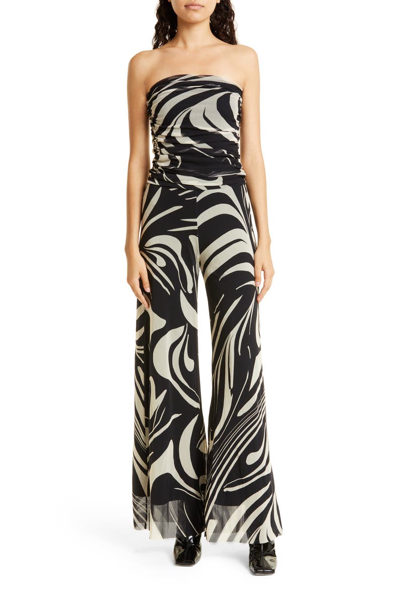 Swirl Print Strapless Jumpsuit, Main, color, NERO