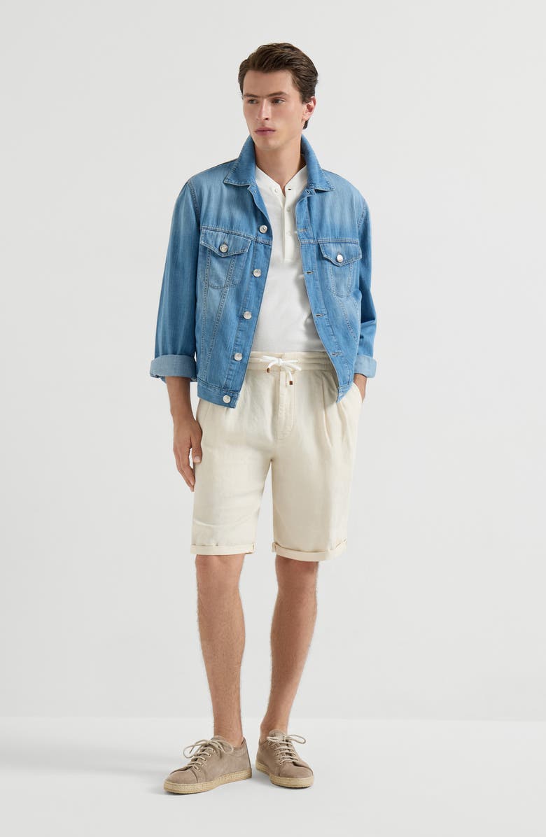 Brunello Cucinelli Gabardine Bermuda shorts, Alternate, color, Off-White