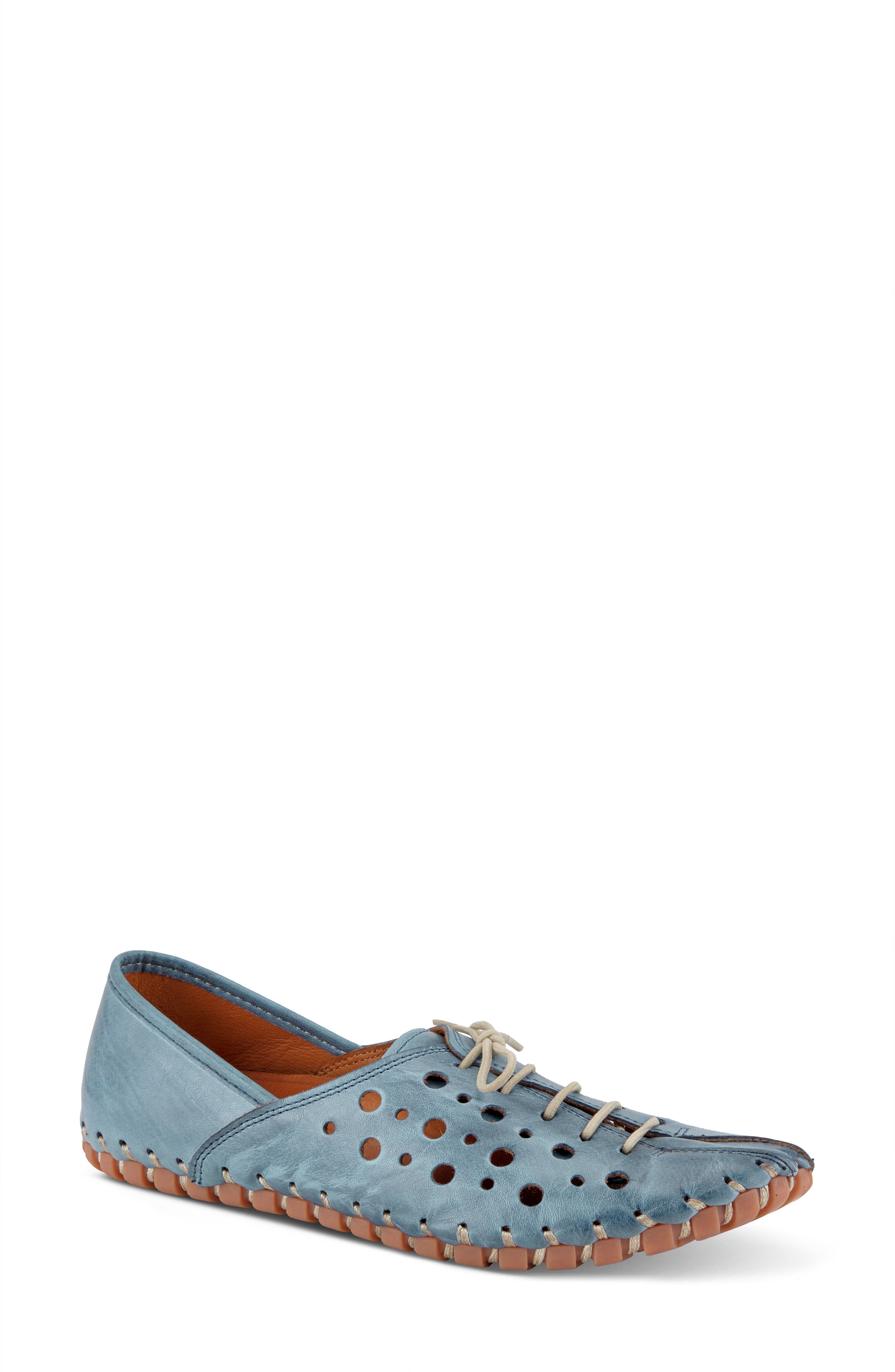 Spring Step Moonwalk Perforated Leather Shoe, Main, color, Blue